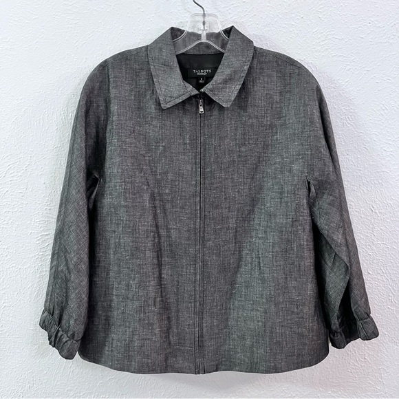 Talbots Jackets & Blazers - Talbots gray linen zip up blazer jacket